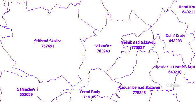Katastrální mapa Vlkančice