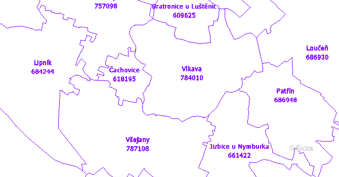 Katastrální mapa Vlkava