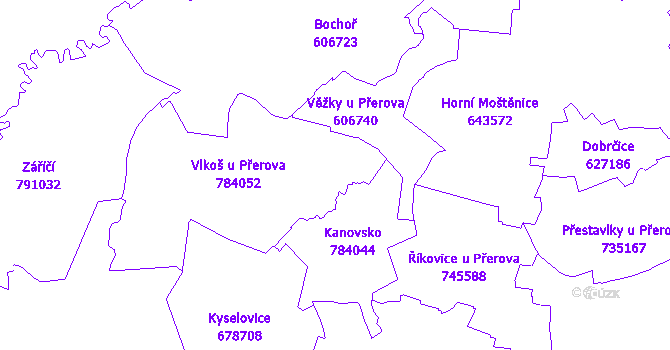 Katastrální mapa Vlkoš