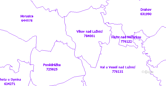 Katastrální mapa Vlkov