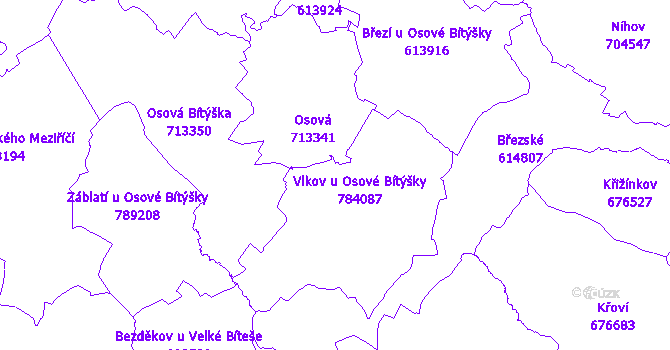 Katastrální mapa Vlkov