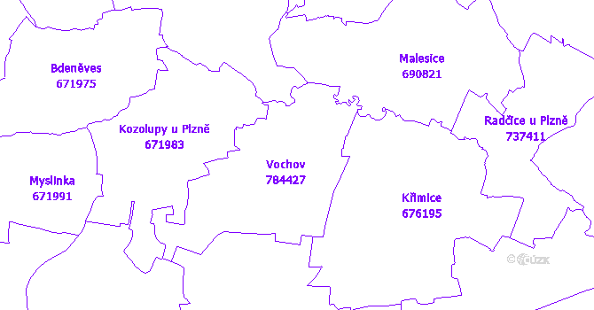 Katastrální mapa Vochov