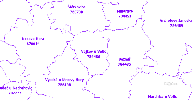 Katastrální mapa Vojkov