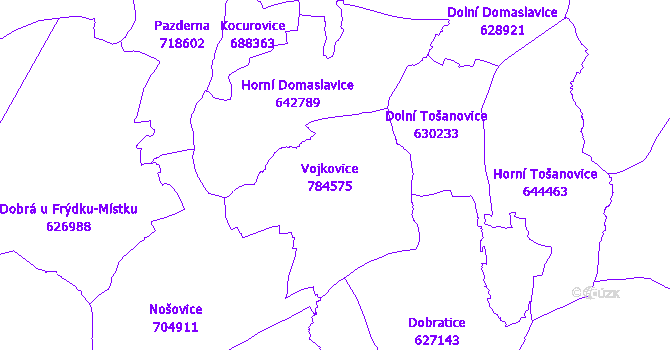 Katastrální mapa Vojkovice