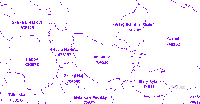 Katastrální mapa Vojtanov