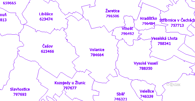 Katastrální mapa Volanice