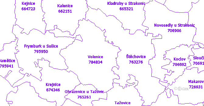 Katastrální mapa Volenice