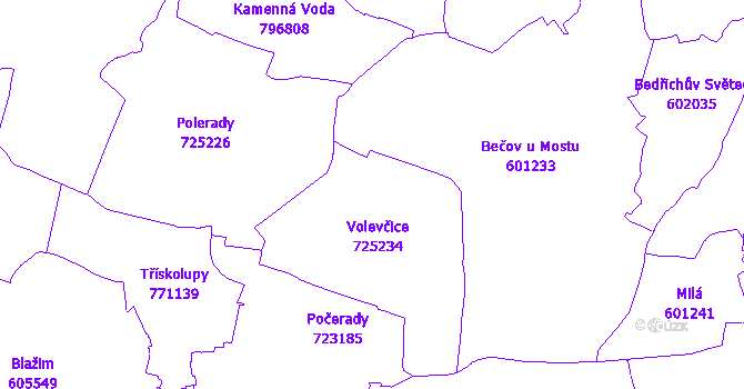 Katastrální mapa Volevčice