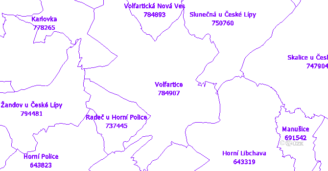 Katastrální mapa Volfartice