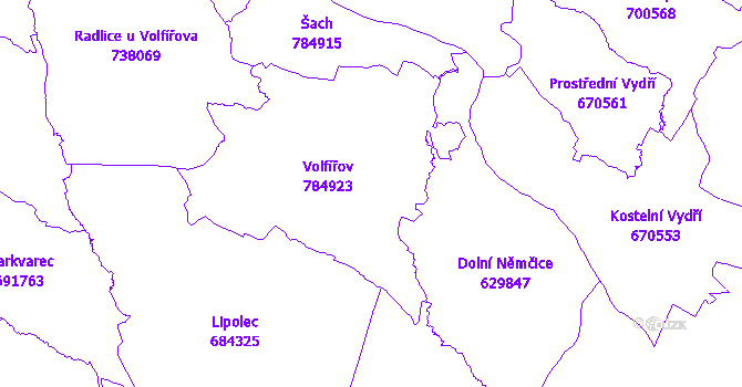 Katastrální mapa Volfířov