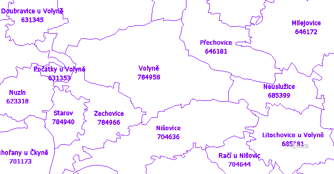 Katastrální mapa Volyně
