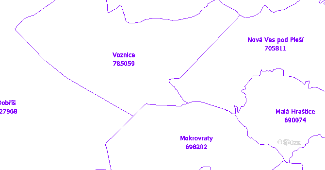 Katastrální mapa Voznice