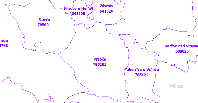 Katastrální mapa Vrábče