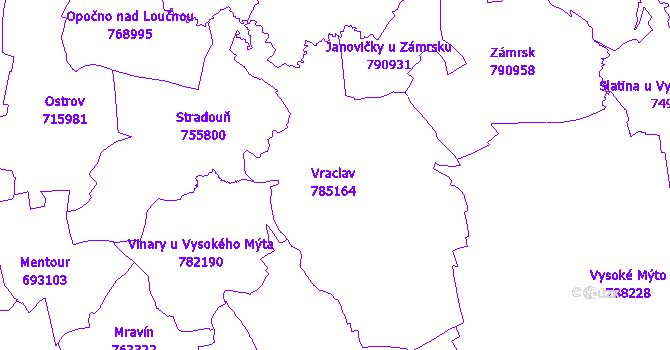 Katastrální mapa Vraclav