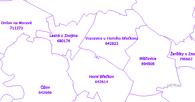 Katastrální mapa Vracovice