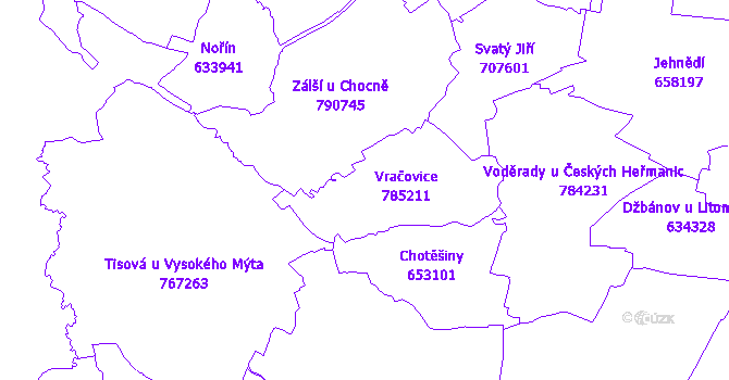 Katastrální mapa Vračovice-Orlov