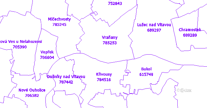 Katastrální mapa Vraňany