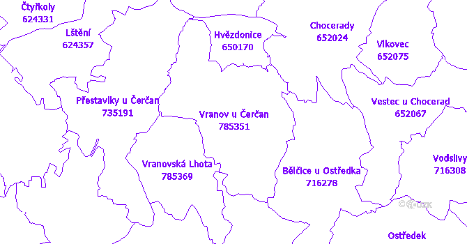 Katastrální mapa Vranov