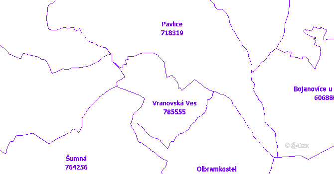 Katastrální mapa Vranovská Ves
