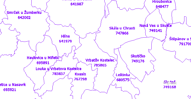 Katastrální mapa Vrbatův Kostelec