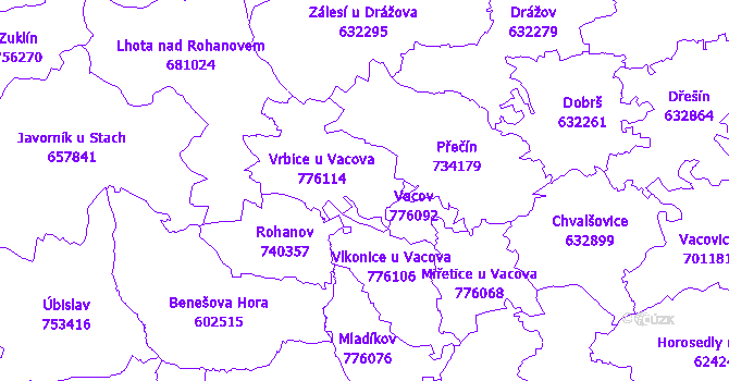 Katastrální mapa Vrbice
