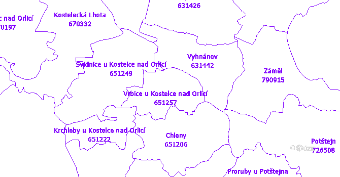 Katastrální mapa Vrbice