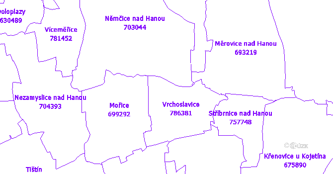 Katastrální mapa Vrchoslavice