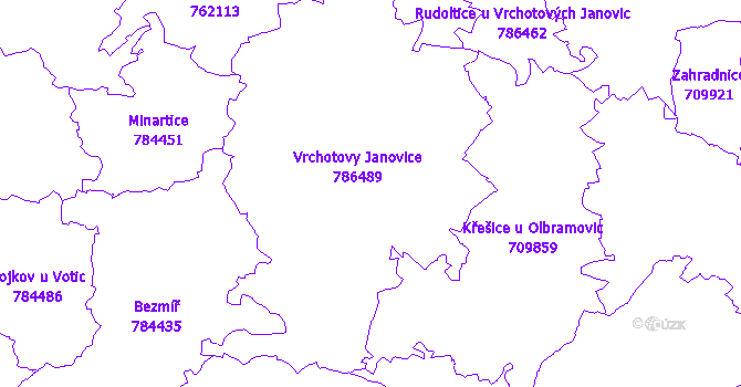 Katastrální mapa Vrchotovy Janovice