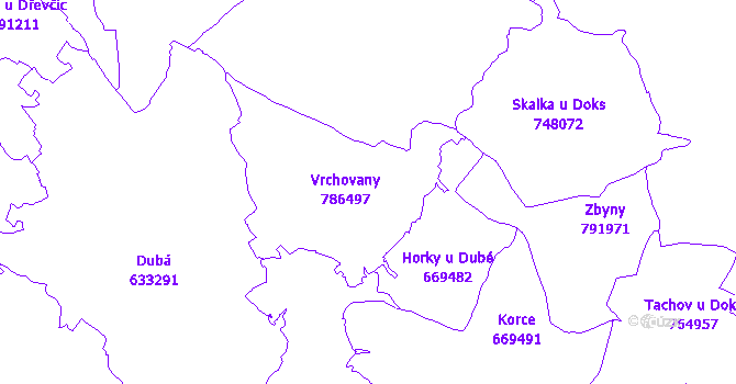 Katastrální mapa Vrchovany