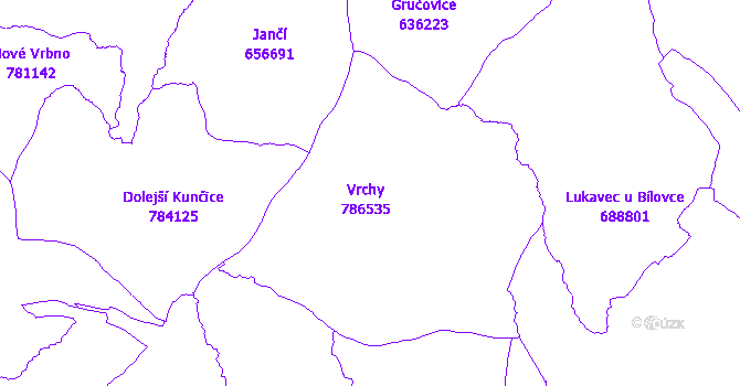 Katastrální mapa Vrchy