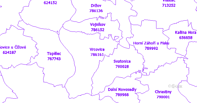 Katastrální mapa Vrcovice