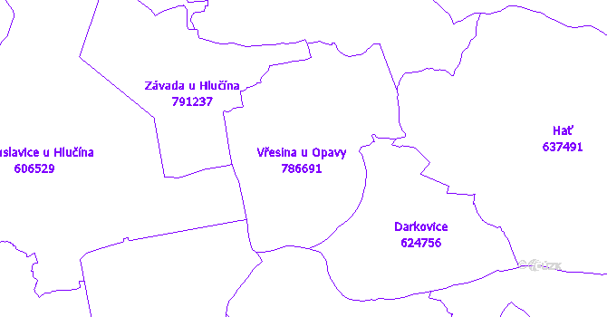 Katastrální mapa Vřesina