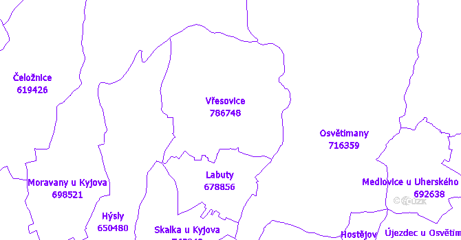 Katastrální mapa Vřesovice
