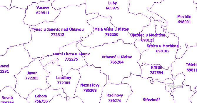 Katastrální mapa Vrhaveč