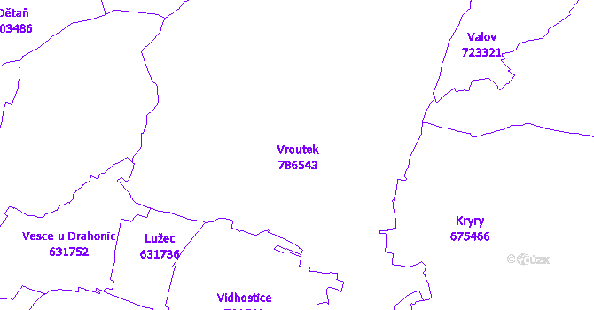 Katastrální mapa Vroutek