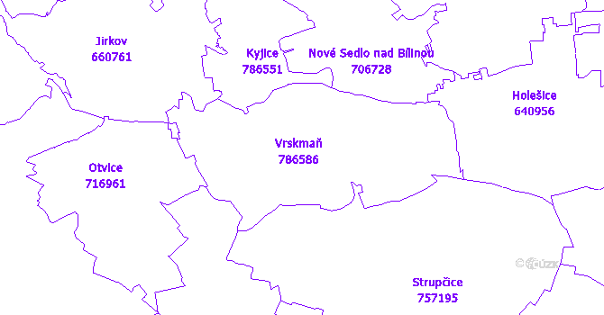 Katastrální mapa Vrskmaň