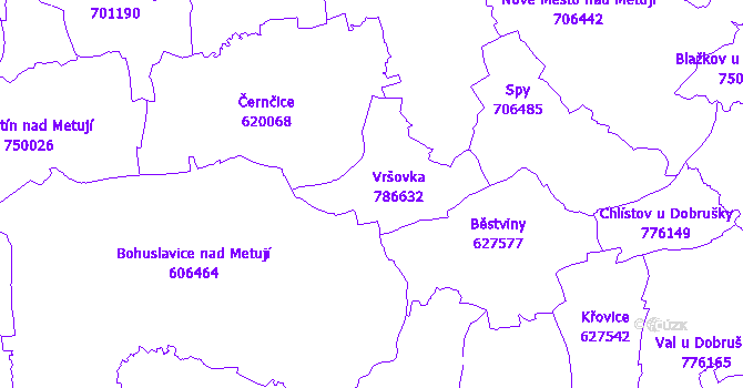 Katastrální mapa Vršovka