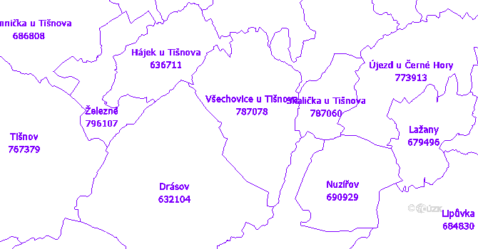 Katastrální mapa Všechovice