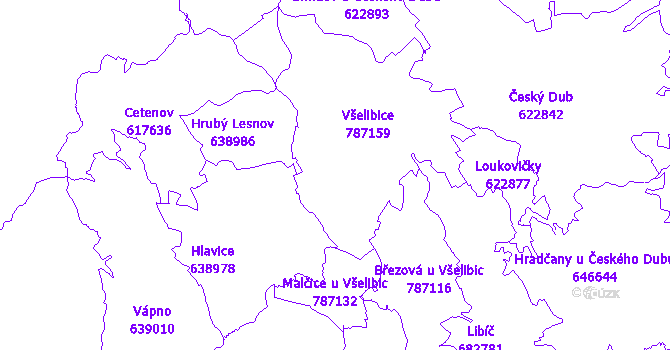 Katastrální mapa Všelibice
