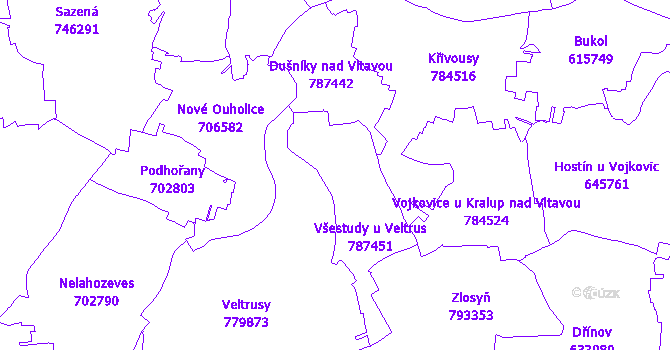 Katastrální mapa Všestudy
