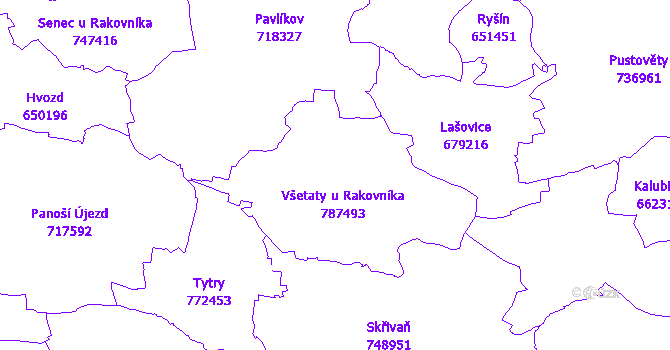 Katastrální mapa Všetaty