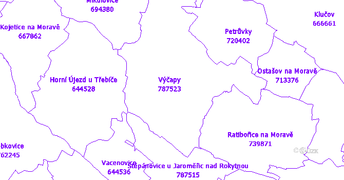 Katastrální mapa Výčapy