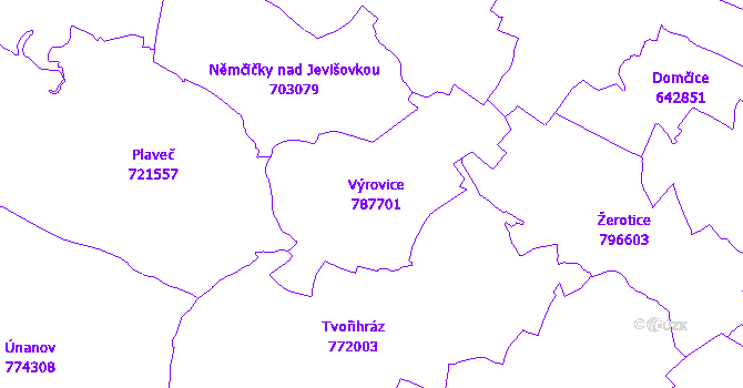 Katastrální mapa Výrovice
