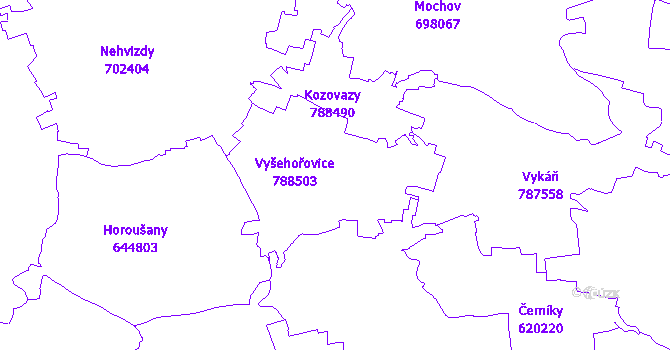 Katastrální mapa Vyšehořovice