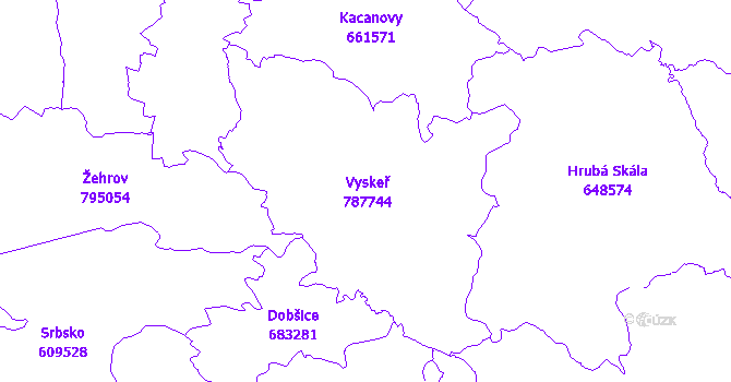 Katastrální mapa Vyskeř