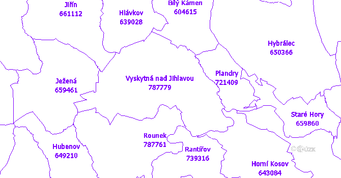Katastrální mapa Vyskytná nad Jihlavou