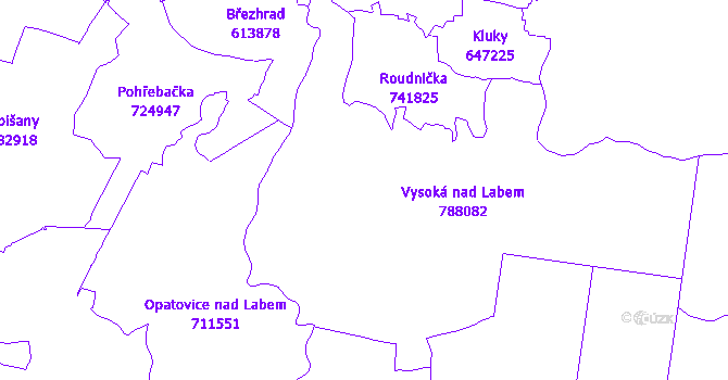 Katastrální mapa Vysoká nad Labem