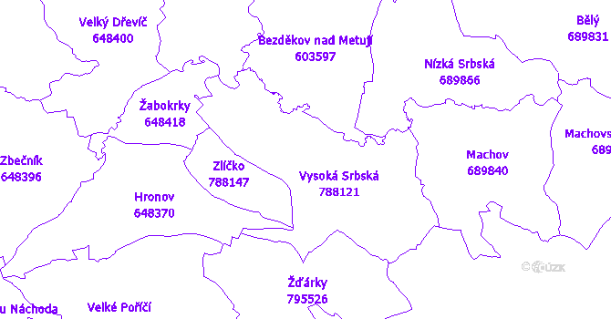 Katastrální mapa Vysoká Srbská
