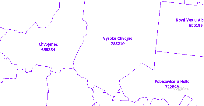 Katastrální mapa Vysoké Chvojno