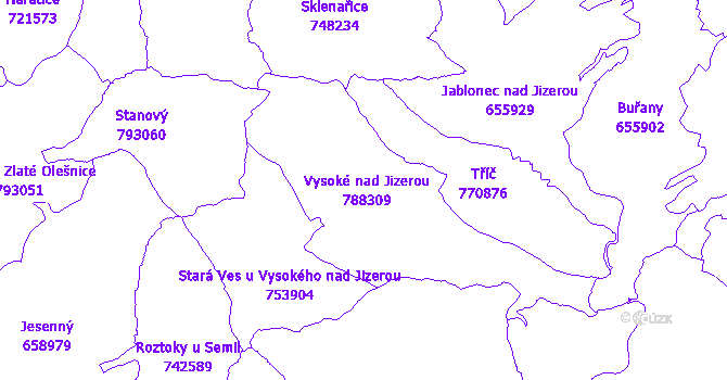 Katastrální mapa Vysoké nad Jizerou